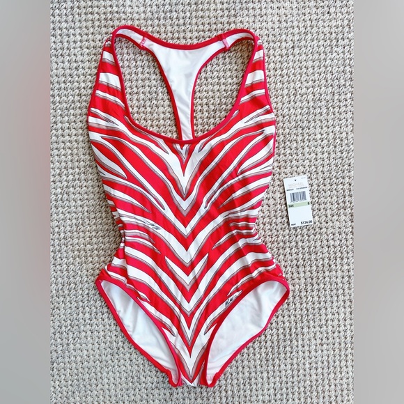 Michael Kors Women's Red Racerback One-Piece Swimsuit, Size 8 NWT - Picture 3 of 9